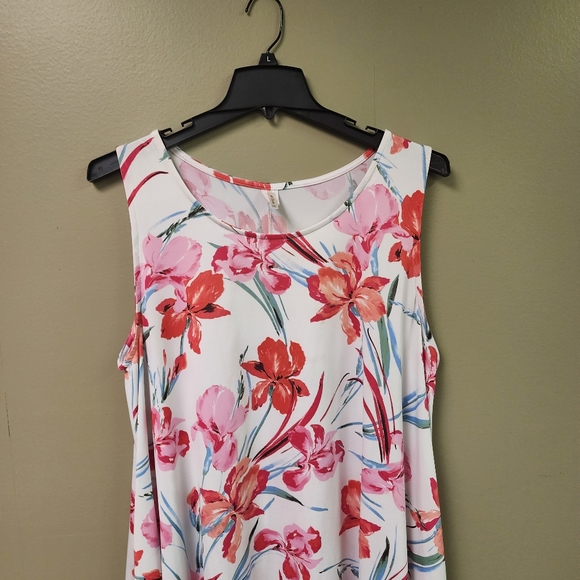 42 Pops Sleeveless Floral Print Stetch Loose Fitting Shift Style Dress Size 2X - Picture 5 of 9